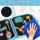 Erasable Doodle Set for Kids - Magic Drawing Book With 12 Watercolor Pens, 14 Page Reusable Book, Road Trip Car Game Writing Painting Set for Boys and Girls by TinyTreasures Baby Boutique