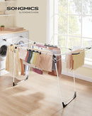 SONGMICS Clothes Drying Rack Foldable, Gullwing Laundry Drying Rack, Space-Saving, 22.2 x 68.1 x 38 Inches, Sock Clips, Metal Structure, for Clothes, Towels, Linens, Indoor, Outdoor White ULLR518W01 by TinyTreasures Baby Boutique