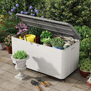 100GAL White Resin Deck Box with Wheels – Lockable, Waterproof, SGS-Tested UV Resistance, Spacious Outdoor Storage for Patio Cushions & Pool Gear, Easy Assembly by GreenHaven Gardens