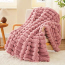 BEDELITE Faux Fur Throw Blanket for Couch, Soft and Cozy Luxurious 3D Striped Pink Fluffy Blanket, 770GSM Thick Warm Plush Fuzzy Faux Rabbit Fur Blanket for Women Gift, 50"x 60" by CozyNest Decor
