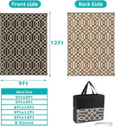 HEBE Outdoor Rug Waterproof 9x12, Reversible Plastic Straw Rug RV Camping Rug, Indoor Outdoor Patio Mat Clearance, Outside Carpet for Porch,Deck,Camper,Balcony,Backyard,Picnic by GreenHaven Gardens