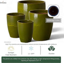 Emissary Home and Garden Bullet 11.5 in. Green Ceramic Round Planter (11.5 in. L x 11.5 in. W x 14 in. H) with Drainage Hole by CozyNest Decor