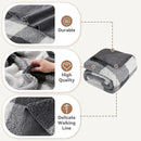 LURKA Checkered Sherpa Fleece Queen-Size Bed Blanket - Extra Thick and Warm Winter Soft Fuzzy Plush Blanket for Couches, Beds & Pets, Smoke Grey, 90x90 Inches by CozyNest Decor