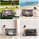 2 in 1 Portable Travel Crib for Toddler, Foldable Crib for Baby, Lightweight Playpen Collapsible Playard with Soft Mattress, Easy to Carry Baby Travel Bed for Outdoor, Indoor (Grey) by TinyTreasures Baby Boutique