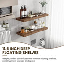 36 Inch Floating Shelves, 12 Inch Deep Floating Shelves for Wall, Floating Shelf with Invisible Brackets, Deep Shelves for Bathroom, Bedroom, Living Room, 2 Pack, Walnut by CozyNest Decor