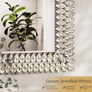 Kelly Miller Large Jeweled Mirror for Wall Decor, 28"x40" Luxury Sparkling Diamond Mirror Beveled Modern Wall Decoration for Bathroom, Living Room, Bedroom, Hallway, Entryway by CozyNest Decor