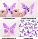 SAOROPEB 3D Butterfly Wall Decor - 48 Pcs, 4 Styles, 3 Sizes - Purple Butterfly Decorations for Birthday Parties, Removable Stickers by CozyNest Decor