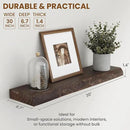 30" Floating Shelves, Live Edge Solid Elm Wood Floating Shelf, Wall Mounted Display Shelves with Heavy-Duty Bracket for Books, Rustic Wooden Shelf for Kitchen, Bathroom, Walnut Color, Set of 2 by CozyNest Decor