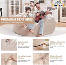 4FT Bean Bag Chair, Large Bean Bag Chairs with Memory Foam Filled, Fluffy Beanbag Sofa with Dutch Velvet Cover, Round BeanBag Chairs for Living Room, Playroom - Beige by TinyTreasures Baby Boutique