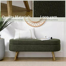 Oval Storage Bench 43.5" Linen Fabric Upholstered Entryway Bench with Solid Wood Legs Ottoman Bench Indoor Bench for Living Room/Bedroom/End of Bed/Entryway (Dark Green) by CozyNest Decor