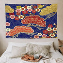 HZOHNAGO Japanese Tapestry Art Abstract Colorful Cherry Blossom Blue Background Pattern Printed Wall Tapestry Painting Wall Hanging for Bedroom Living Room Dorm 60" W x 40" H by CozyNest Decor