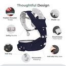 FRUITEAM 6-in-1 Baby Carrier with Waist Stool, Adjustable for Breastfeeding, One Size Fits All - Adapt to Newborn, Infant & Toddler (Navy) by TinyTreasures Baby Boutique