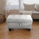 Ottoman Rectangular Storage Ottoman Bench, Faux Leather Footrest, Coffee Table, Stool Footstool with Hinged Lid for Living Room, Bedroom, Entryway, Silver, 35"x23.5"x17.5" by CozyNest Decor
