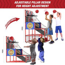 2 in 1 Dual Shot Basketball Arcade Game with 2 Dart Boards/Electronic Scoreboard/LED Light, Kids Basketball Hoop for Home Indoor Outdoor, Sport Toys Gifts for Boys Girls by TinyTreasures Baby Boutique
