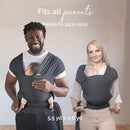 Boba Baby Wrap Carrier – Original Baby Sling Carrier for Newborns (7–35 lbs), Soft, Secure, Hands-Free & Ergonomic, Ideal for Comfortable Bonding, New Parents (Serenity Charcoal) by TinyTreasures Baby Boutique