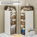 VECELO 5-Tier Narrow Beside Toilet Storage Cabinet, Plastic Bathroom Organizers and Storage with Drawers & Wheels, Space-Saving, Slim Toilet Paper Storage for Bathroom, Laundry Room, Small Space by CozyNest Decor