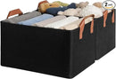 GRANNY SAYS Storage Baskets for Shelves, Closet Organizer Bins, Clothes Storage Bins with Metal Frame, Large Baskets for Organizing and Storage, Collapsible, Black, 2-Pack by CozyNest Decor