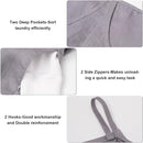 100% Pure Linen Dual Hanging Laundry Bag with 2 Deep Pocket and 2 Side Zipper 20x27in, Over The Door Laundry Hamper Space Saving Hampers for Dirty Clothes Home Travel, Grey by CozyNest Decor