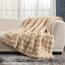 Cozy Bliss Faux Fur Throw Blanket for Couch, Fuzzy Soft Plush Thick Bubble Blanket for Sofa Bedroom Living Room, 60 * 80 Inches Beige by CozyNest Decor