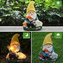 Solar Garden Outdoor Statues Gnome Feeding Rabbit with 6 LED Solar Figurine for Lawn,Patio,Balcony,Yard Decor Unique Housewarming Gift, for Grandfather, Father,Grandma by CozyNest Decor