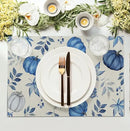 Blue Pumpkin Maple Leaves Fall Placemats Set of 4 Autumn Thanksgiving Harvest Linen Place Mat Non Slip Heat Resistant Washable Table Mats for Party Kitchen Dining Decoration by CozyNest Decor