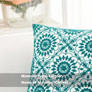 HWY 50 Teal Decorative Throw Pillow Covers 18x18 Inch (1 Piece), Embroidered Cotton Farmhouse Cushion Cover Pillow Case for Sofa Couch Living Room Bed, Little Sunflower by CozyNest Decor