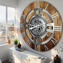 The Gears Clock Real Moving Gear Wall Clock England Line (Vintage Brown, 36 inches (90 cm)) by CozyNest Decor