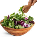 Luxe Designs Wooden Salad Bowl Set - Food Safe & Sustainable Decorative Bowl - Wood Bowl for Fruits, & Salads - Easy to Clean Large Salad Bowls Set w/Spoon, Fork – Wooden Bowls for Food (Natural) by CozyNest Decor