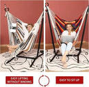 ZEYU Hammock Chair with Stand Double Hammock Chair Bohemian Style with Tassel Mobile Phone Support Manual Adjustable Swing Indoor and Outdoor Garden Porch with Floor mat Reclining Capacity 400 pounds by GreenHaven Gardens