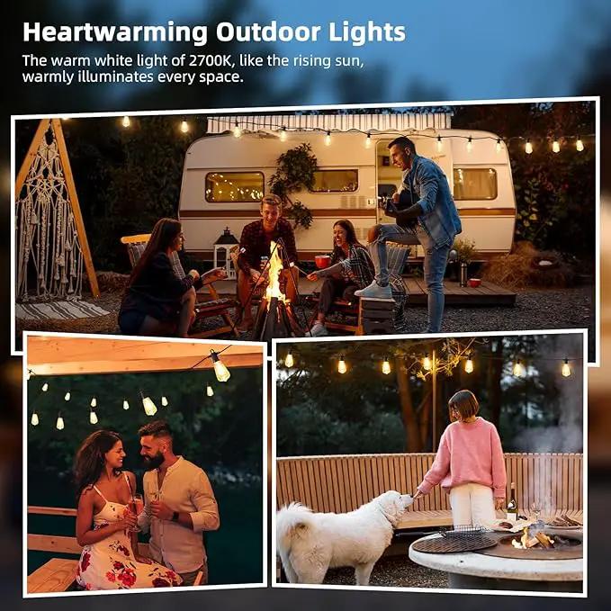 FOOMAN LED Outdoor String Lights, 150FT Outside Waterproof Patio Lights with 72+3 Shatterproof ST38 Edison Bulbs, 2700K Warm White Hanging Light, Dimmable Light for Back Yard Porch Party Gezebo, photo 8 of 9