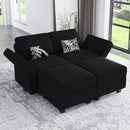 Belffin Modular Sectional Sofa with Reversible Chaise L Shaped Couch with Ottoman Modular Sofa Couch with Storage Black by CozyNest Decor