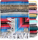 Del Mex Classic Mexican Blanket, Large Authentic Woven Falsa Throw (70"x50"), Artisan Southwest Décor for Beach, Yoga, Outdoors (Salmon/Blue) by CozyNest Decor