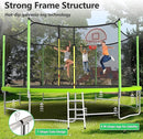 Upgraded 16FT 15FT 14FT 12FT 10FT 8FT Trampoline Outdoor with Basketball Hoop and Net, Capacity for 4-6 Kids and Adults by TinyTreasures Baby Boutique