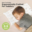 Toddler Pillow with Pillowcase - 10x18 My Little Dreamy Kids Travel Bed Pillows for Sleeping, Organic Cotton Small Pillowcase, Soft & Breathable, Machine Washable, Toddlers 2-5 Years Old (Escapade) by TinyTreasures Baby Boutique