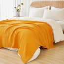 EMME Cotton Throw Blanket for Couch Soft Muslin Blankets 50"x60" Lightweight Breathable Blanket All Season Gauze Blanket, Mustard Yellow by CozyNest Decor