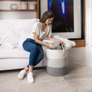 OrganiHaus Gray Nursery Laundry Basket 15x18 | Farmhouse Hamper Basket | Extra Large Storage Basket | Blanket Basket for Living Room | Baby Laundry Hamper | Toy Basket for Kids | Soft Pillow Basket by TinyTreasures Baby Boutique
