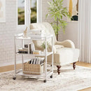 HITNET White Bar Cart, Home Bar Serving Cart, Kitchen Trolley on Wheels with Storage, 3 Tier Rolling Beverage Cart for Living Room Kitchen Home Office by CozyNest Decor