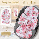 Infant Car Seat Insert, 2-in-1 Head & Body Carseat Support for Baby Newborn Toddler with Strap Covers, Reversible Ultra-Soft Cushion for Baby Carseat, Stroller, Swing & Bouncer by TinyTreasures Baby Boutique