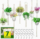 IGaiety Macrame Plant Hanger,7 Pack Plant Hanger Indoor Hanging Macrame Planters with 7Pcs Ceiling and S Hooks-Handmade Macromay Plant Hanger Outdoor Macrame Plant Holder for Boho Home Decor by GreenHaven Gardens