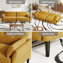 89” Futon Sofa Bed,Comfy Futon Couch Bed with 2 Square Pillows, Convertible Sleeper Sofa with Adjustable Backrest& Armrests, Modern Loveseat Sleeper for Living Room, Bedroom, Yellow by CozyNest Decor