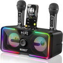 SD-215 Bluetooth Karaoke Machine for Adults & Kids- 2 Wireless Mics, 80W Powerful Sound, Rechargeable,15-Hour Playing, 6500mAh, LED Lights, Supports BT/USB/AUX for Home Parties Outdoor Gatherings by TinyTreasures Baby Boutique