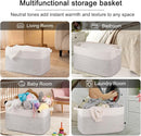 OIAHOMY 95L Blanket Basket, 24”x17”x14”, Large Woven Baskets for Storage, Nursery Cotton Rope Basket with Handle, Living Room, Nursery, Bedroom,Toy Baskets Organizer Bins, Black and White by TinyTreasures Baby Boutique