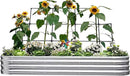 KING BIRD Raised Garden Bed with Wall Trellis Galvanized Planter Garden Box Outdoor for Gardening, Climbing Vegetables, Flowers 7.87x3.94x0.98 Ft, Silver by GreenHaven Gardens