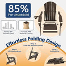Folding Adirondack Chair Set of 4 with Cup Holder, HDPE All Weather Resistant Plastic Outdoor Patio Chairs, Heavy Duty Fire Pit Seating for Backyard Lawn Garden, Wooden Textured Design(Coffee) by GreenHaven Gardens