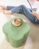 B FSOBEIIALEO Storage Ottoman Cube, Flowers Shaped Ottomans with Storage Foot Stool Footrest, Boucle Ottoman Seat for Dorm Room, Faux Teddy Fur, Green 15"x15"x15" by CozyNest Decor