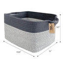 COMFY-HOMI 3Pack Cotton Rope Square Basket with Handles for Shelves|Dog Toy Storage Bin|Shoe Organizer - New 13.5" x 11" x 9.5" (Light Grey) by CozyNest Decor