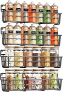 Spice Rack Organizer Wall Mount, Hanging Spice Pantry Storage Shelf Organization, 4 Pack Space Saving Seasoning Organizer for Kitchen Cabinet, Door or Bathroom, Black by CozyNest Decor