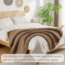 Chunky Knit Blanket Throw, 100% Hand Knit Throw Blanket Handmade Chenille Cable Knit Throw for Couch, Stylish Cozy Soft Rope Knot Crochet Blanket for Home Decor, Camel, 50x60 Inches by CozyNest Decor