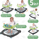 Foldable Baby 5-in-1 Activity Walker - Rocker, Activity Center, Bouncer, Seat Walker, Push Walker - Adjustable Speed Rear Wheels and Height Toys Ages 6-18 Months… (Green) by TinyTreasures Baby Boutique