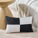 Fancy Homi Set of 2 Black White Lumbar Decorative Throw Pillow Covers 12x20 Inch for Living Room Bedroom Couch Bed Sofa, Soft Striped Corduroy Modern Rectangle Accent Cushion Case 30x50 cm by CozyNest Decor